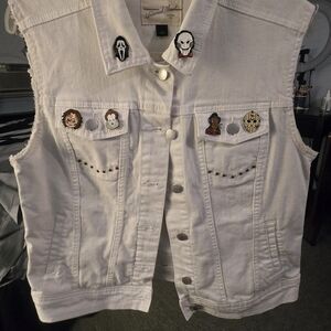 Universal Thread White Denim Vest Horror Themed
